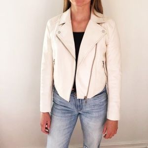 White Vegan Leather Biker Jacket